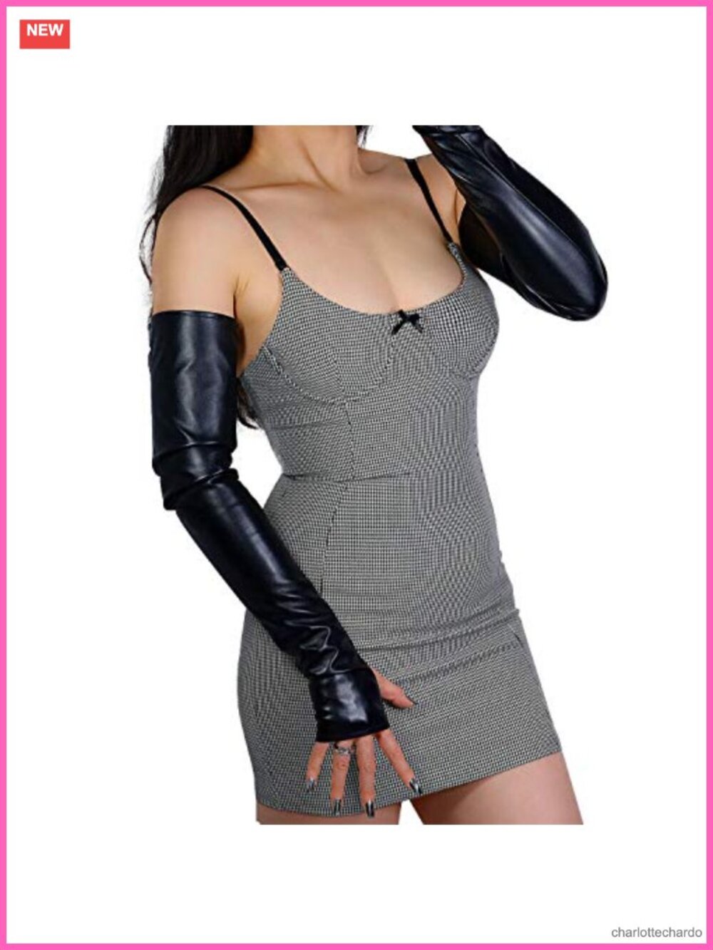 Faux Leather Fingerless Gloves Opera Long Arm Warmer Wristlet